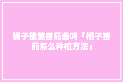 橘子能蘸番茄酱吗「橘子番茄怎么种植方法」
