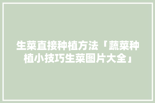 生菜直接种植方法「蔬菜种植小技巧生菜图片大全」 生菜直接种植方法「蔬菜种植小技巧生菜图片大全」 番茄病虫害防治