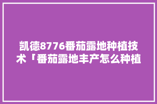 凯德8776番茄露地种植技术「番茄露地丰产怎么种植视频」 凯德8776番茄露地种植技术「番茄露地丰产怎么种植视频」 植物种类