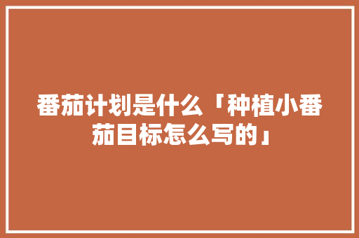 番茄计划是什么「种植小番茄目标怎么写的」 番茄计划是什么「种植小番茄目标怎么写的」 植物种类