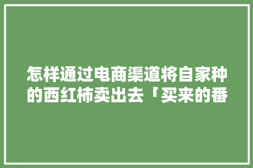 怎样通过电商渠道将自家种的西红柿卖出去「买来的番茄怎么种植视频教程」 怎样通过电商渠道将自家种的西红柿卖出去「买来的番茄怎么种植视频教程」 番茄种植技巧