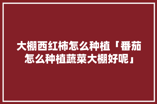 大棚西红柿怎么种植「番茄怎么种植蔬菜大棚好呢」 大棚西红柿怎么种植「番茄怎么种植蔬菜大棚好呢」 番茄种植技巧