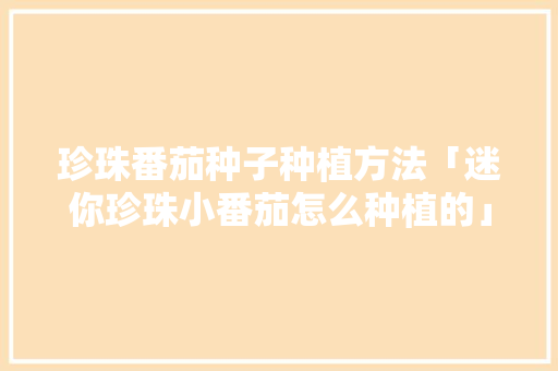 珍珠番茄种子种植方法「迷你珍珠小番茄怎么种植的」 珍珠番茄种子种植方法「迷你珍珠小番茄怎么种植的」 番茄种植技巧