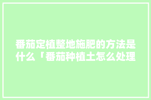 番茄定植整地施肥的方法是什么「番茄种植土怎么处理好」 番茄定植整地施肥的方法是什么「番茄种植土怎么处理好」 番茄种植技巧