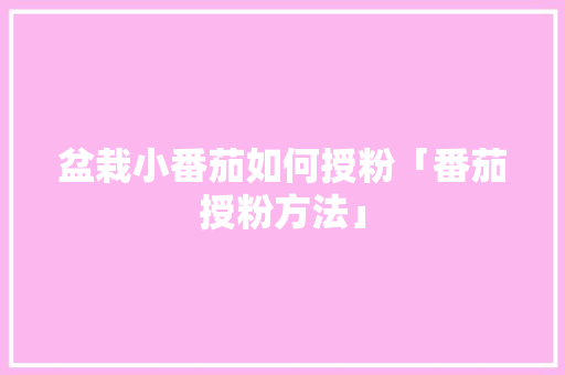 盆栽小番茄如何授粉「番茄授粉方法」 盆栽小番茄如何授粉「番茄授粉方法」 番茄病虫害防治