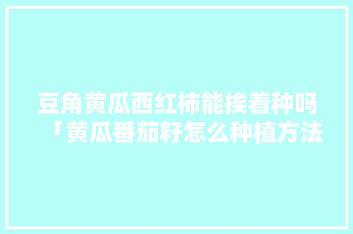 豆角黄瓜西红柿能挨着种吗「黄瓜番茄籽怎么种植方法视频」 豆角黄瓜西红柿能挨着种吗「黄瓜番茄籽怎么种植方法视频」 种植技巧