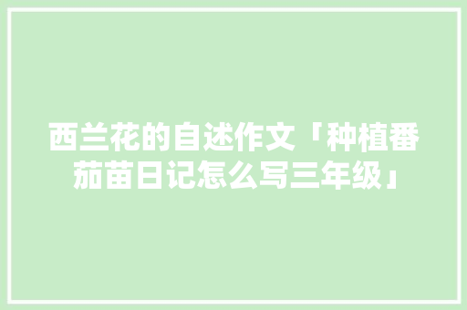 西兰花的自述作文「种植番茄苗日记怎么写三年级」
