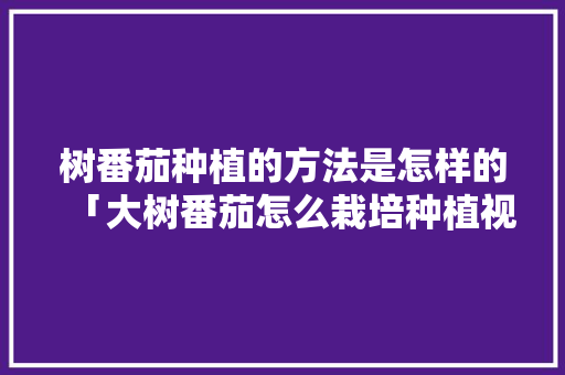 树番茄种植的方法是怎样的「大树番茄怎么栽培种植视频」 树番茄种植的方法是怎样的「大树番茄怎么栽培种植视频」 番茄病虫害防治
