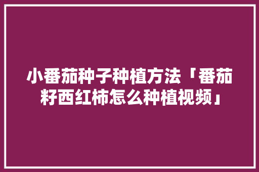 小番茄种子种植方法「番茄籽西红柿怎么种植视频」 小番茄种子种植方法「番茄籽西红柿怎么种植视频」 植物种类