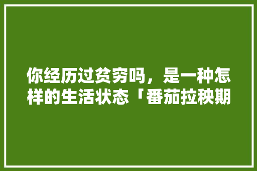 你经历过贫穷吗，是一种怎样的生活状态「番茄拉秧期是什么意思」 你经历过贫穷吗，是一种怎样的生活状态「番茄拉秧期是什么意思」 种植技巧