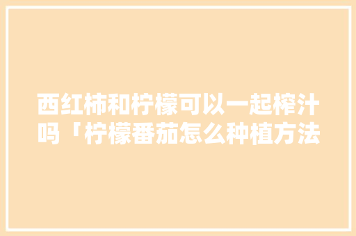 西红柿和柠檬可以一起榨汁吗「柠檬番茄怎么种植方法视频」 植物种类 西红柿和柠檬可以一起榨汁吗「柠檬番茄怎么种植方法视频」 西红柿和柠檬可以一起榨汁吗「柠檬番茄怎么种植方法视频」 植物种类