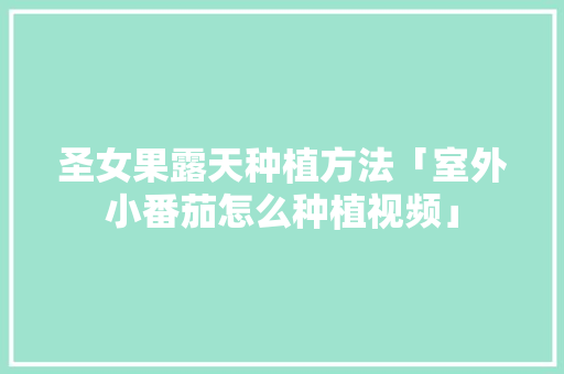 圣女果露天种植方法「室外小番茄怎么种植视频」 圣女果露天种植方法「室外小番茄怎么种植视频」 花朵知识