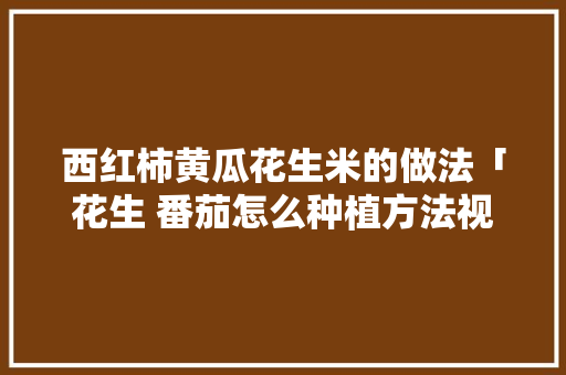 西红柿黄瓜花生米的做法「花生 番茄怎么种植方法视频」