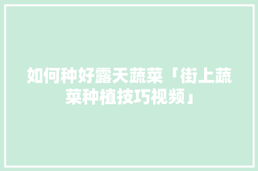 如何种好露天蔬菜「街上蔬菜种植技巧视频」 土壤施肥 如何种好露天蔬菜「街上蔬菜种植技巧视频」 如何种好露天蔬菜「街上蔬菜种植技巧视频」 土壤施肥