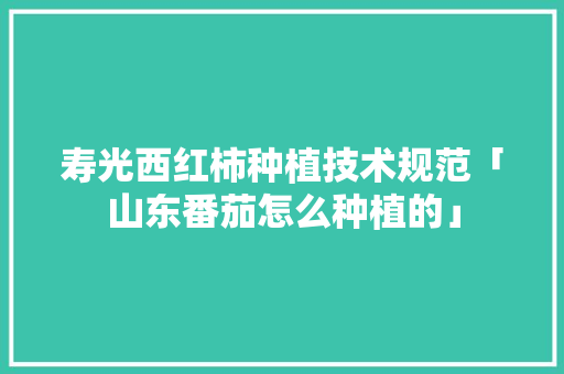 寿光西红柿种植技术规范「山东番茄怎么种植的」 寿光西红柿种植技术规范「山东番茄怎么种植的」 番茄病虫害防治