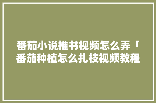 番茄小说推书视频怎么弄「番茄种植怎么扎枝视频教程」 土壤施肥 番茄小说推书视频怎么弄「番茄种植怎么扎枝视频教程」 番茄小说推书视频怎么弄「番茄种植怎么扎枝视频教程」 土壤施肥