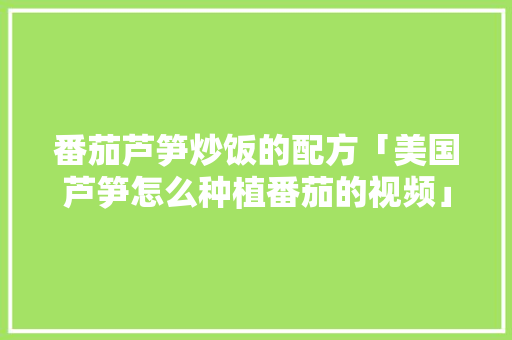 番茄芦笋炒饭的配方「美国芦笋怎么种植番茄的视频」 番茄芦笋炒饭的配方「美国芦笋怎么种植番茄的视频」 花朵知识