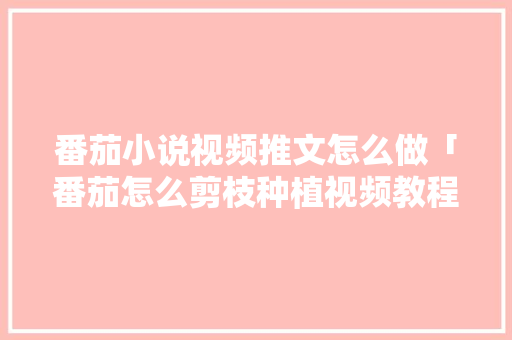 番茄小说视频推文怎么做「番茄怎么剪枝种植视频教程」 番茄小说视频推文怎么做「番茄怎么剪枝种植视频教程」 花朵知识