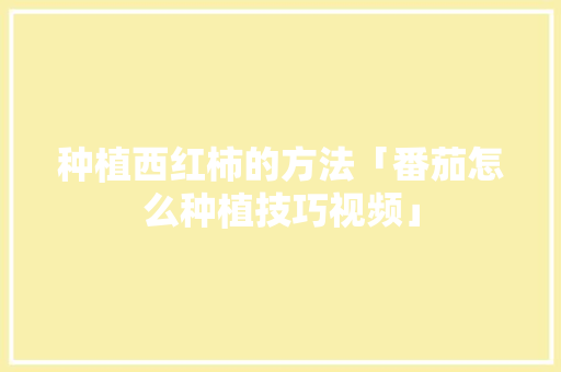 种植西红柿的方法「番茄怎么种植技巧视频」 种植西红柿的方法「番茄怎么种植技巧视频」 花朵知识