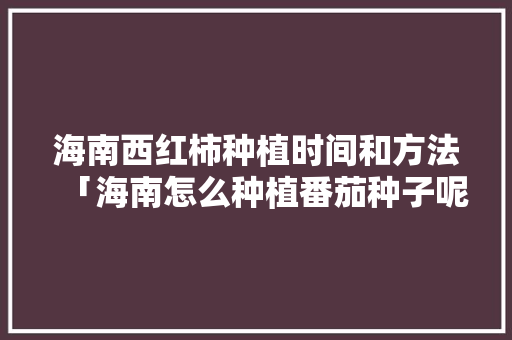 海南西红柿种植时间和方法「海南怎么种植番茄种子呢」 海南西红柿种植时间和方法「海南怎么种植番茄种子呢」 种植技巧