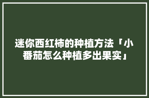 迷你西红柿的种植方法「小番茄怎么种植多出果实」 迷你西红柿的种植方法「小番茄怎么种植多出果实」 种植技巧