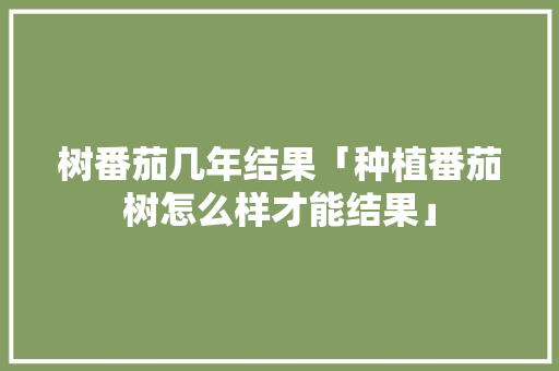 树番茄几年结果「种植番茄树怎么样才能结果」 树番茄几年结果「种植番茄树怎么样才能结果」 番茄病虫害防治