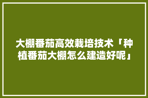 大棚番茄高效栽培技术「种植番茄大棚怎么建造好呢」 大棚番茄高效栽培技术「种植番茄大棚怎么建造好呢」 植物种类