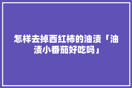 怎样去掉西红柿的油渍「油渍小番茄好吃吗」 怎样去掉西红柿的油渍「油渍小番茄好吃吗」 土壤施肥