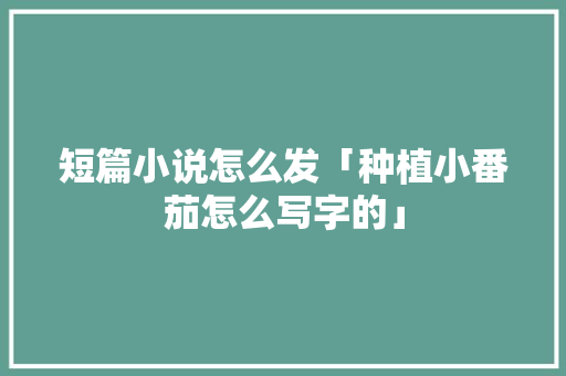 短篇小说怎么发「种植小番茄怎么写字的」 短篇小说怎么发「种植小番茄怎么写字的」 土壤施肥