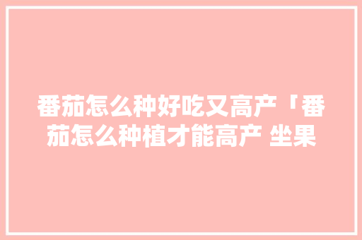 番茄怎么种好吃又高产「番茄怎么种植才能高产 坐果」 番茄怎么种好吃又高产「番茄怎么种植才能高产 坐果」 土壤施肥