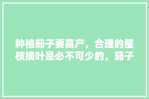 种植茄子要高产，合理的整枝摘叶是必不可少的，茄子如何摘叶呢「红满园番茄种子怎么种植视频」 种植茄子要高产，合理的整枝摘叶是必不可少的，茄子如何摘叶呢「红满园番茄种子怎么种植视频」 番茄病虫害防治