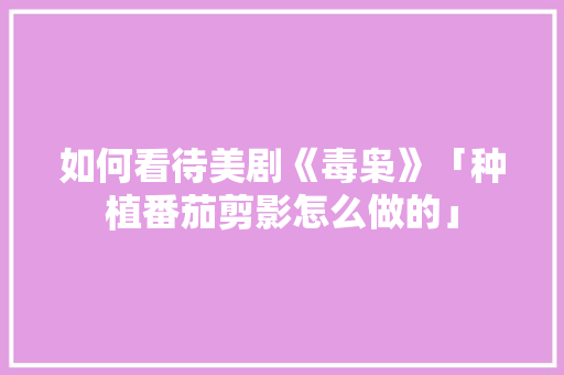 如何看待美剧《毒枭》「种植番茄剪影怎么做的」
