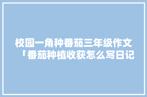 校园一角种番茄三年级作文「番茄种植收获怎么写日记三年级」 农业常识 校园一角种番茄三年级作文「番茄种植收获怎么写日记三年级」 校园一角种番茄三年级作文「番茄种植收获怎么写日记三年级」 农业常识