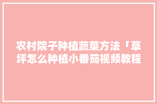农村院子种植蔬菜方法「草坪怎么种植小番茄视频教程」 农村院子种植蔬菜方法「草坪怎么种植小番茄视频教程」 植物种类