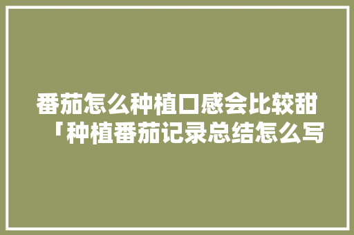 番茄怎么种植口感会比较甜「种植番茄记录总结怎么写啊」 番茄怎么种植口感会比较甜「种植番茄记录总结怎么写啊」 种植技巧