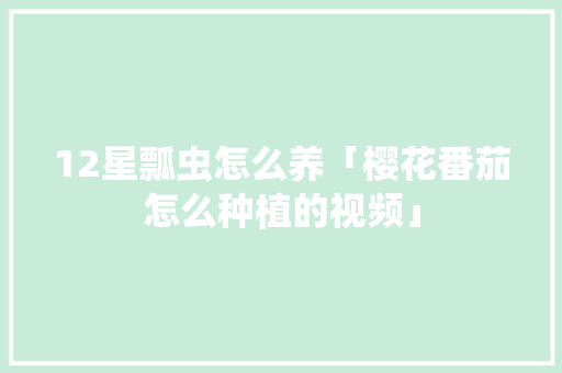 12星瓢虫怎么养「樱花番茄怎么种植的视频」