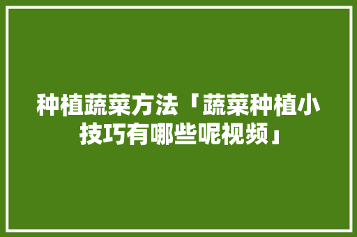 种植蔬菜方法「蔬菜种植小技巧有哪些呢视频」 种植蔬菜方法「蔬菜种植小技巧有哪些呢视频」 番茄病虫害防治