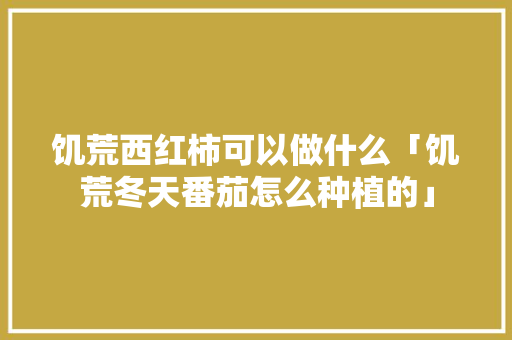 饥荒西红柿可以做什么「饥荒冬天番茄怎么种植的」 饥荒西红柿可以做什么「饥荒冬天番茄怎么种植的」 农业常识