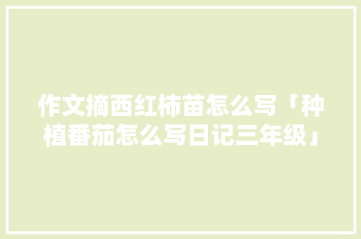 作文摘西红柿苗怎么写「种植番茄怎么写日记三年级」 作文摘西红柿苗怎么写「种植番茄怎么写日记三年级」 农业常识