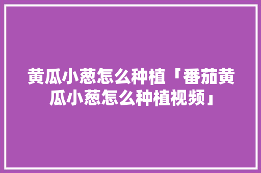 黄瓜小葱怎么种植「番茄黄瓜小葱怎么种植视频」 黄瓜小葱怎么种植「番茄黄瓜小葱怎么种植视频」 花朵知识