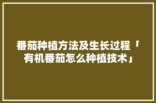 番茄种植方法及生长过程「有机番茄怎么种植技术」 番茄种植方法及生长过程「有机番茄怎么种植技术」 农业常识