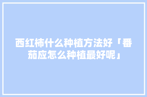西红柿什么种植方法好「番茄应怎么种植最好呢」 西红柿什么种植方法好「番茄应怎么种植最好呢」 番茄病虫害防治