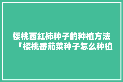 樱桃西红柿种子的种植方法「樱桃番茄菜种子怎么种植视频」 樱桃西红柿种子的种植方法「樱桃番茄菜种子怎么种植视频」 番茄病虫害防治