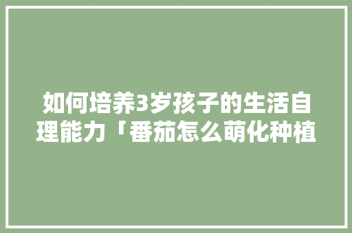 如何培养3岁孩子的生活自理能力「番茄怎么萌化种植技术视频」