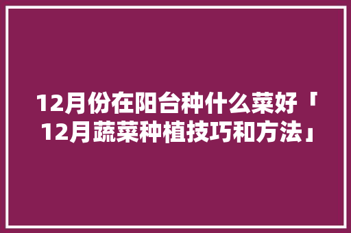 12月份在阳台种什么菜好「12月蔬菜种植技巧和方法」 12月份在阳台种什么菜好「12月蔬菜种植技巧和方法」 植物种类