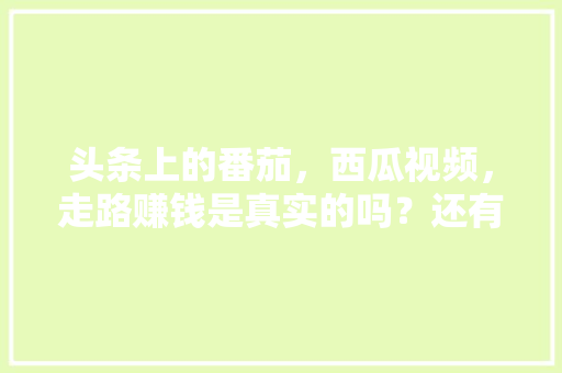 头条上的番茄，西瓜视频，走路赚钱是真实的吗？还有拼多多「番茄苗怎么种植视频播放教程」 头条上的番茄，西瓜视频，走路赚钱是真实的吗？还有拼多多「番茄苗怎么种植视频播放教程」 种植技巧