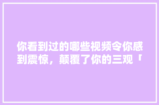 你看到过的哪些视频令你感到震惊，颠覆了你的三观「蛇皮袋种植番茄怎么种植的」