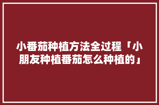 小番茄种植方法全过程「小朋友种植番茄怎么种植的」 小番茄种植方法全过程「小朋友种植番茄怎么种植的」 番茄病虫害防治