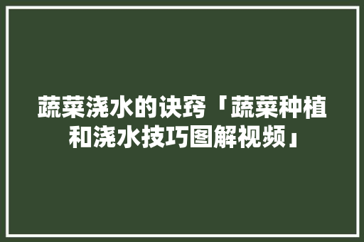 蔬菜浇水的诀窍「蔬菜种植和浇水技巧图解视频」 蔬菜浇水的诀窍「蔬菜种植和浇水技巧图解视频」 植物种类