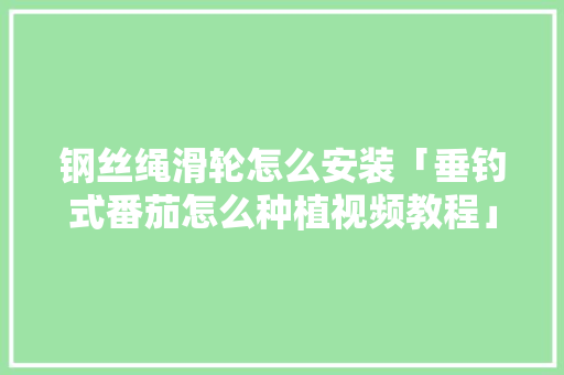 钢丝绳滑轮怎么安装「垂钓式番茄怎么种植视频教程」 钢丝绳滑轮怎么安装「垂钓式番茄怎么种植视频教程」 农业常识